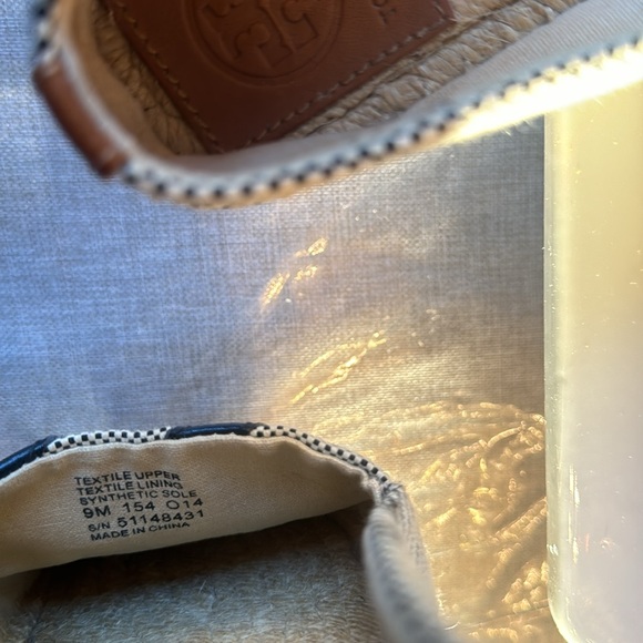 Tory Burch Black/White Canvas And Leather Logo Lonnie Espadrilles Flats Size 9M - Picture 13 of 13